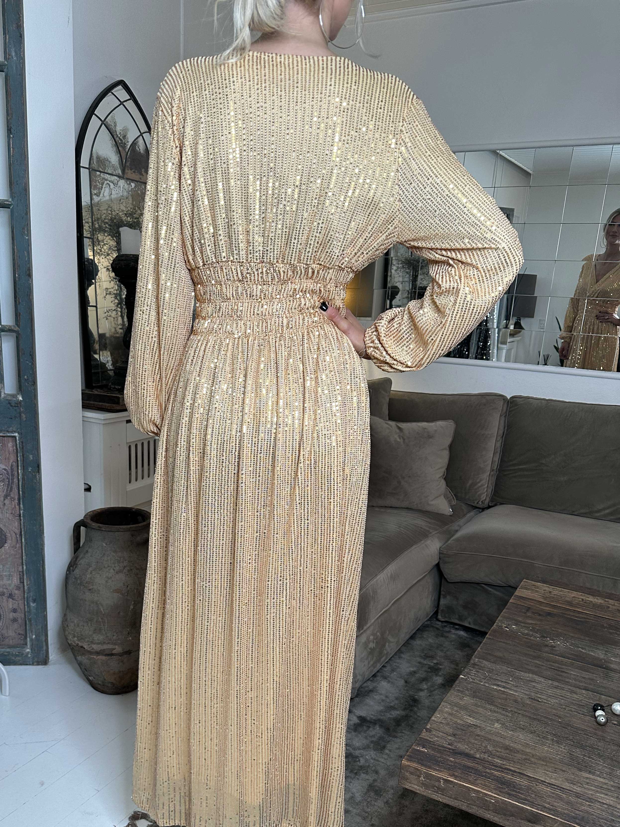 Pams Glitter L/S - Lang smuk kjole med pailletter